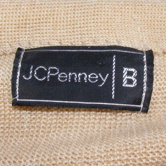Vintage JC PENNEY Sweater, M, Grandpa, Cardigan, Buttons, Long sleeve. Tan - Picture 9 of 9